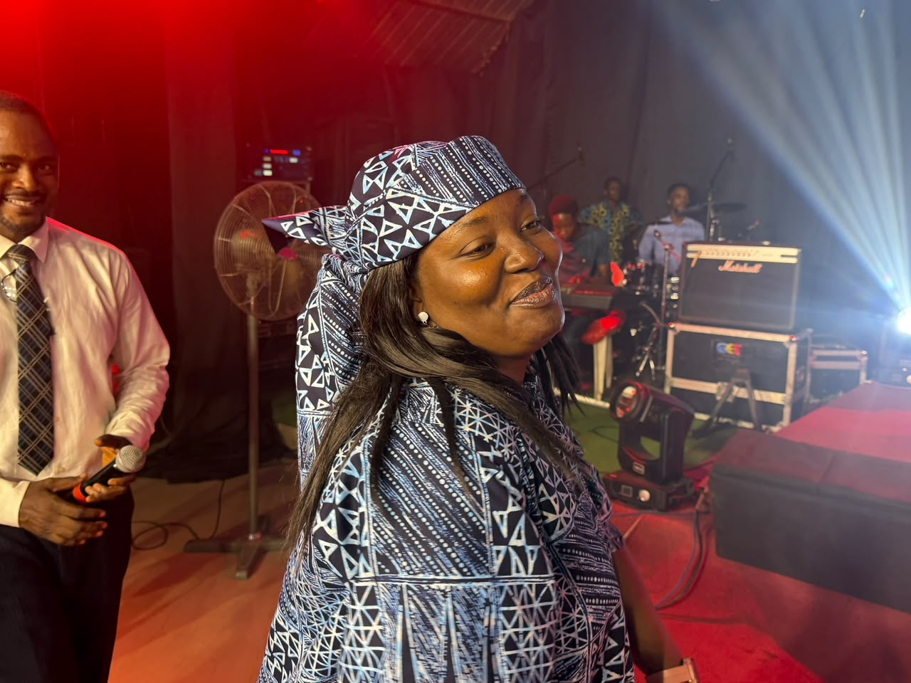 A sister of the house filled with joy during service